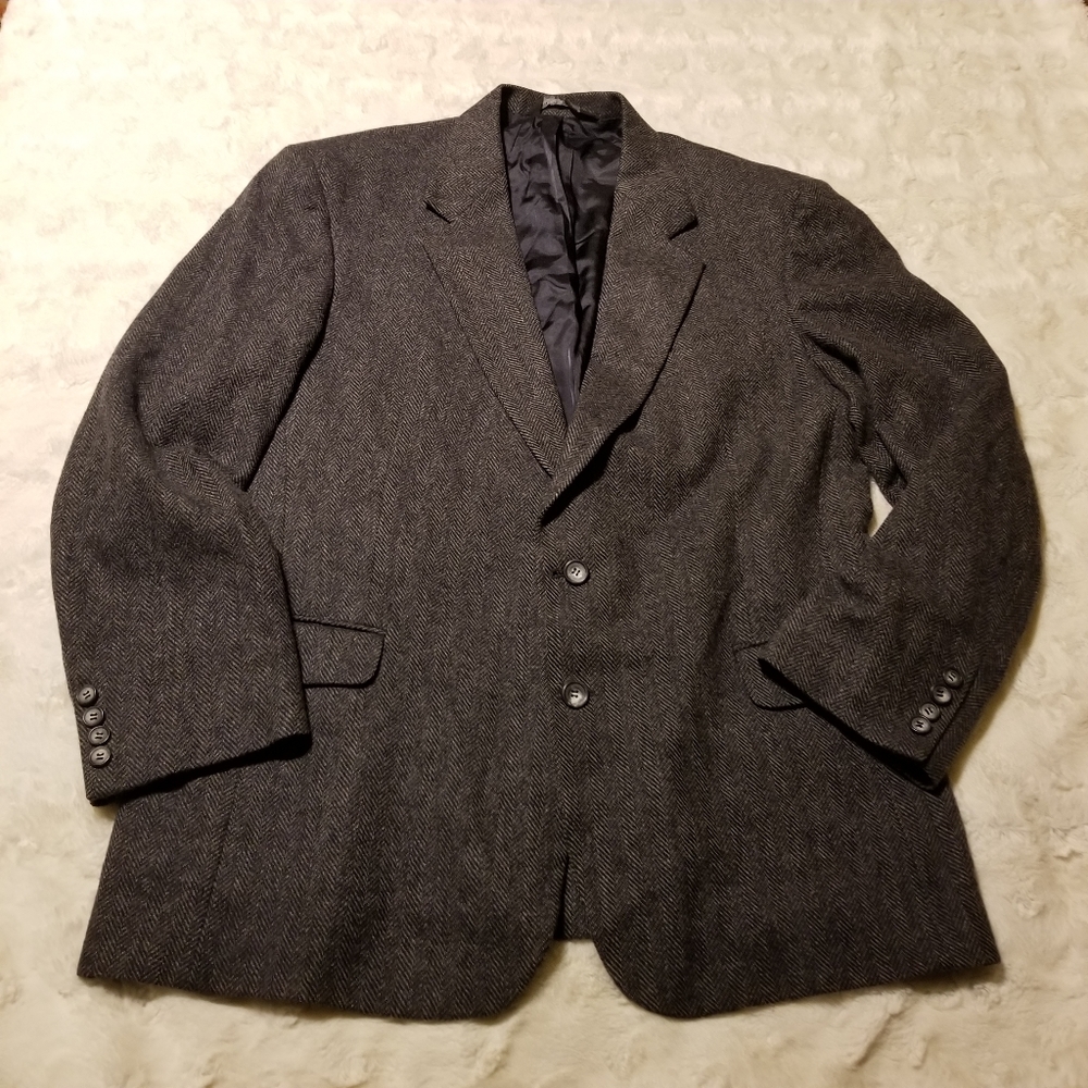 Vintage John Alexander Sports Jacket Blazer Mens 44L 100% Wool Business Career